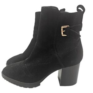 Blondo Tamera Waterproof Boot Black Suede Size 7 Women’s Ankle Boots Block Heel